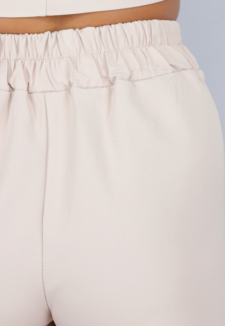 Beige Matching Blazer Set met Skort en Marine Knopen