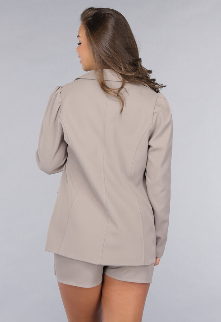 Taupe Co Ord Set met Gouden Marine Knopen