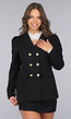 Zwarte Blazer en Skort Two Piece met Gouden Marine Knopen