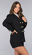 Zwarte Blazer en Skort Two Piece met Gouden Marine Knopen