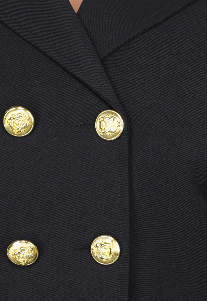 Zwarte Blazer en Skort Two Piece met Gouden Marine Knopen