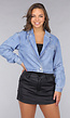 Cropped Denim Jas met Overslag