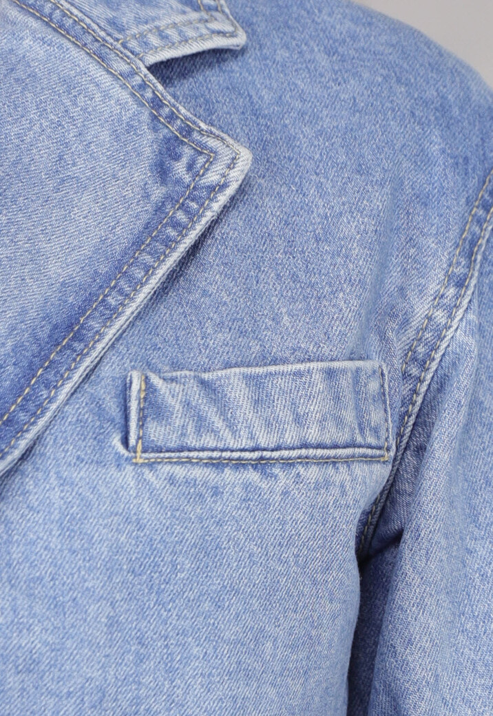 Cropped Denim Jas met Overslag