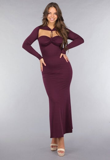 Aubergine Twist Jurk met Gouden Details