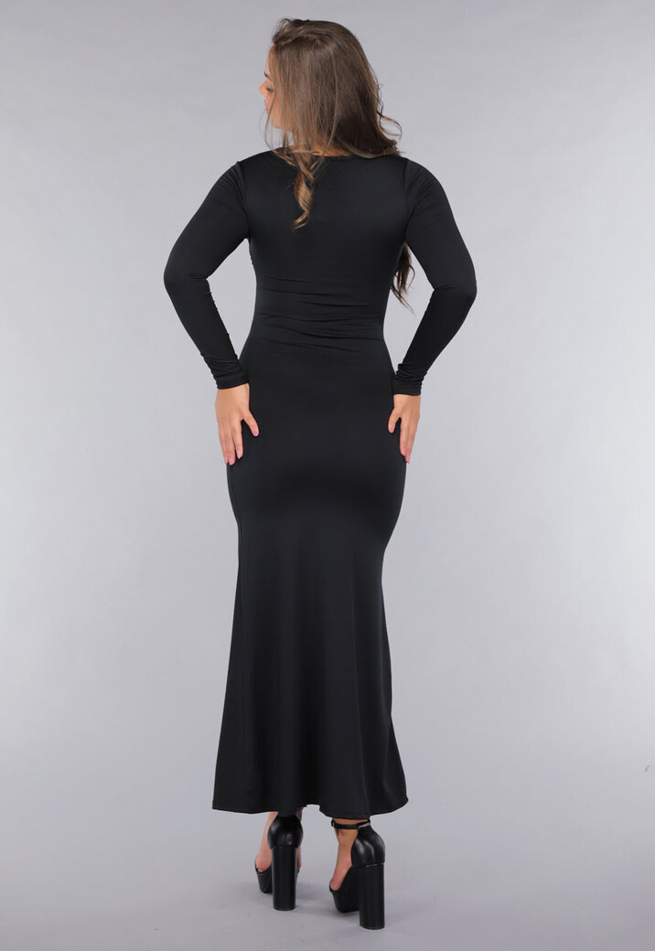Zwarte Jurk met Pads en Twist Detail