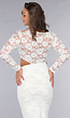 Witte Longsleeve Lace Jurk met Cut-Outs