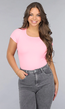 Lichtroze Shaping Bodysuit met Ronde Hals
