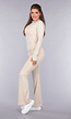 Sportieve Zandkleurige Stretch Set