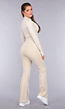Sportieve Zandkleurige Stretch Set