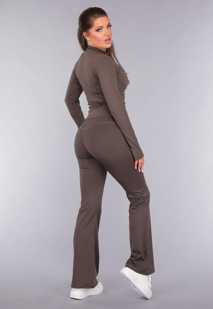 Bruine Fitness Set met High Waist Legging