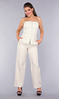 Strapless Beige Co Ord Set met Pantalon