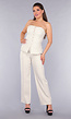 Strapless Beige Co Ord Set met Pantalon