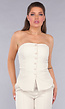 Strapless Beige Co Ord Set met Pantalon