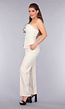 Strapless Beige Co Ord Set met Pantalon