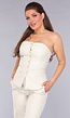 Strapless Beige Co Ord Set met Pantalon