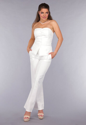 Witte Strapless Blazer Co Ord Set