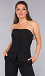 Blazer Suit met Strapless Top en Pantalon in Zwart