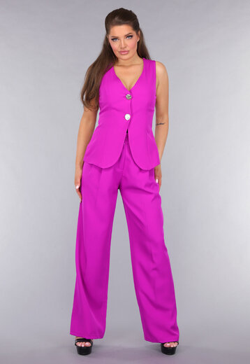 Pantalon en Gilet Suit in Fluoriserend Magenta
