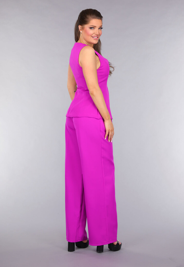 Pantalon en Gilet Suit in Fluoriserend Magenta