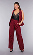 Burgundy Gilet Co Ord Set met Pantalon