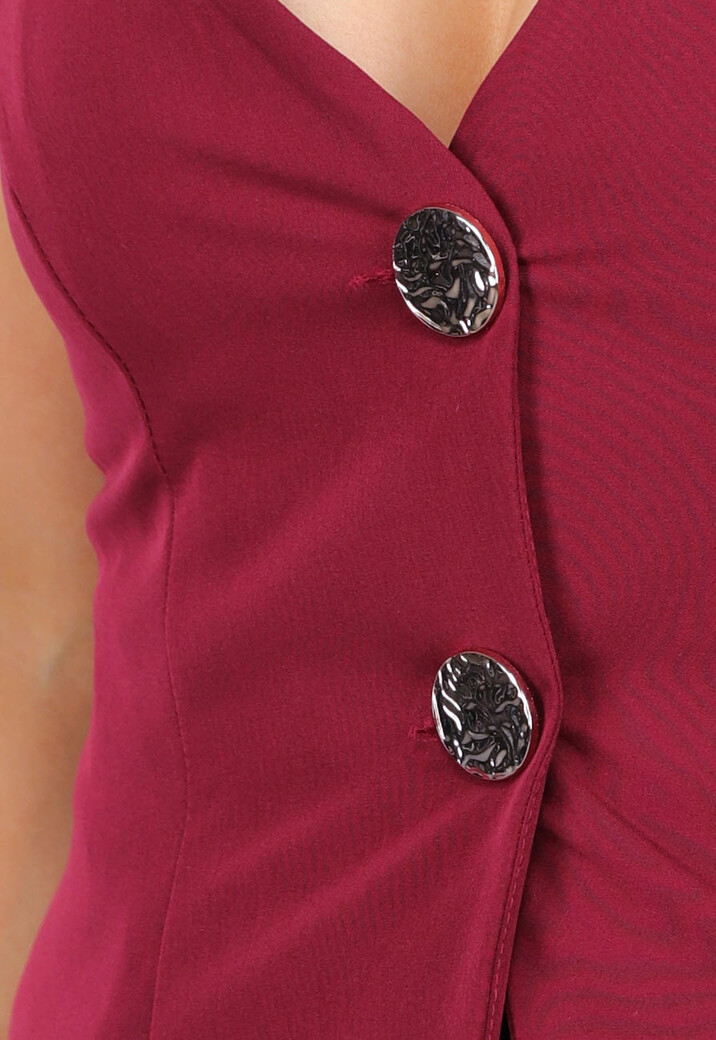 Burgundy Gilet Co Ord Set met Pantalon