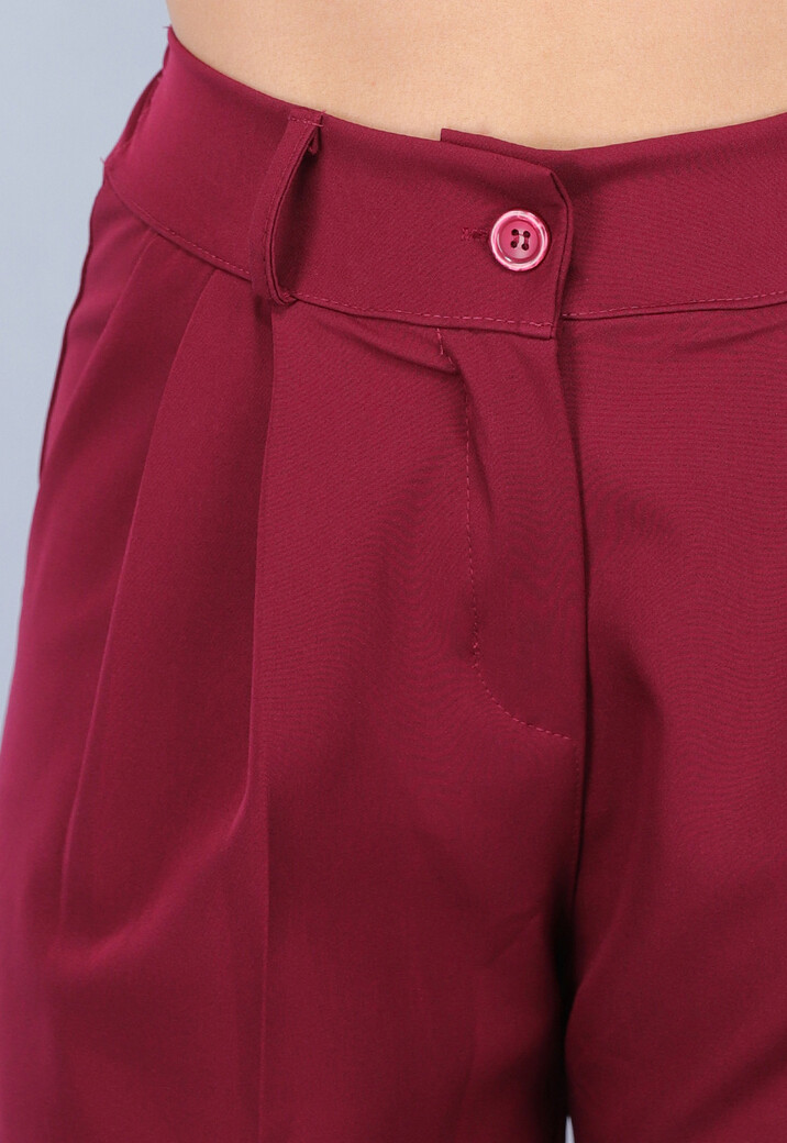 Burgundy Gilet Co Ord Set met Pantalon