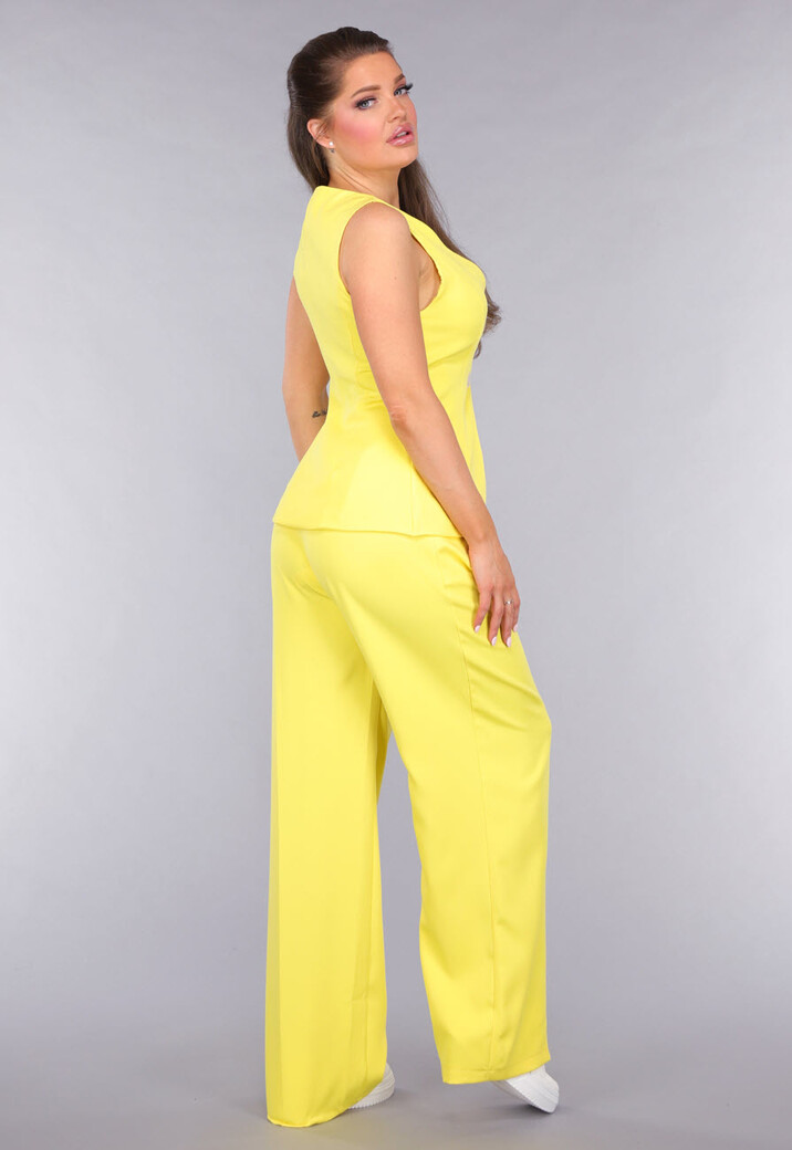 Gilet Co Ord Set met Pantalon in Geel