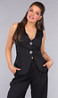 Zwarte Gilet Suit met Statement Knopen
