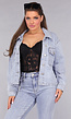 Denim Blouse met Wassing en Borstzakken
