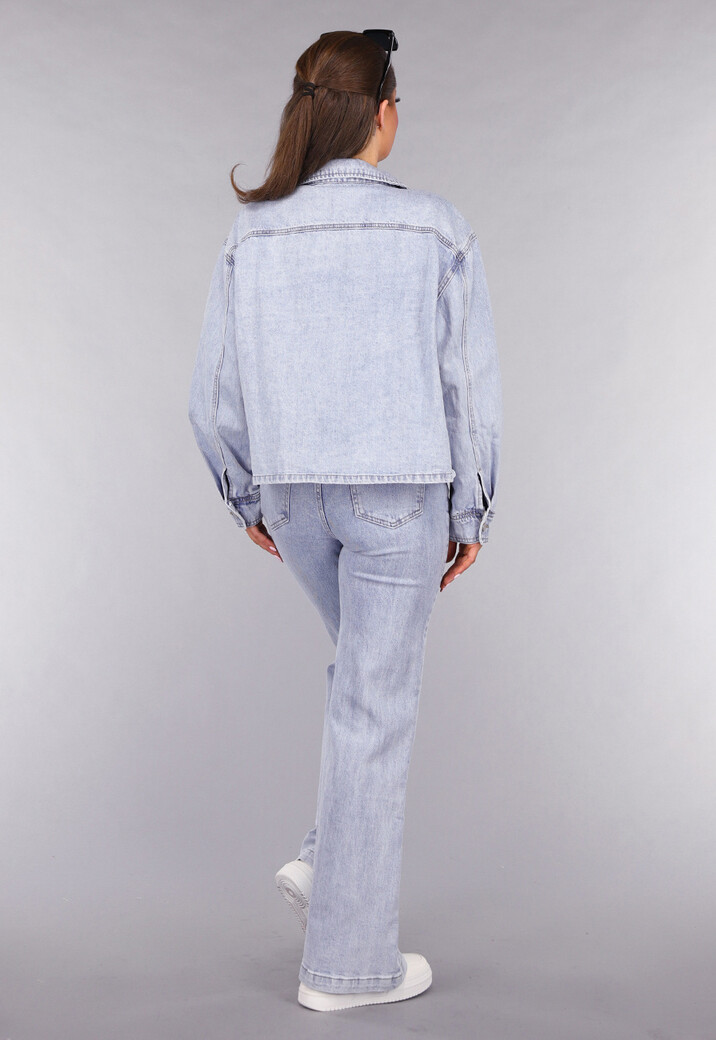 Denim Blouse met Wassing en Borstzakken