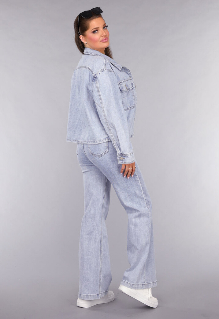 Denim Blouse met Wassing en Borstzakken