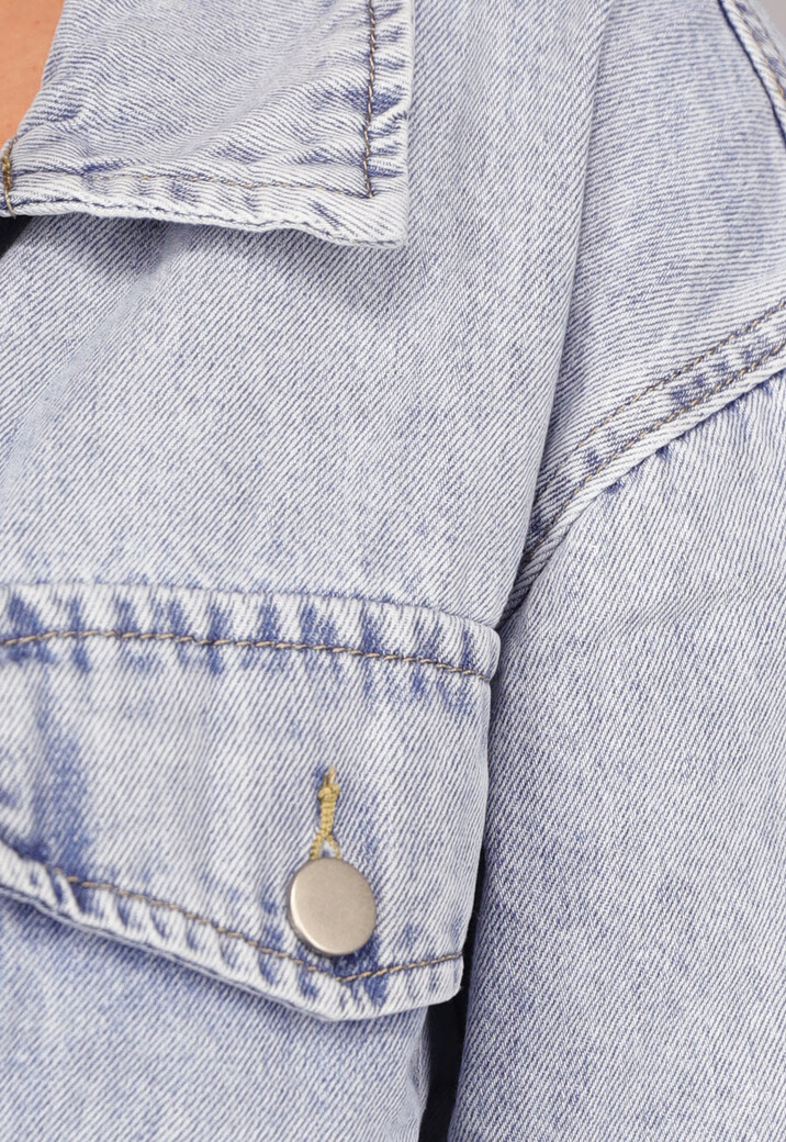 Denim Blouse met Wassing en Borstzakken
