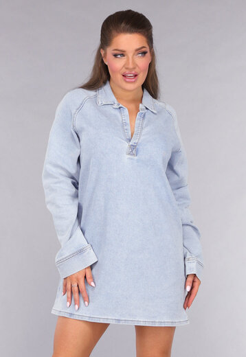 Redial Jeans  Longsleeve Oversized Denim Jurk met V-hals