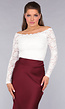 Longsleeve Off-Shoulder Lace Top in Wit