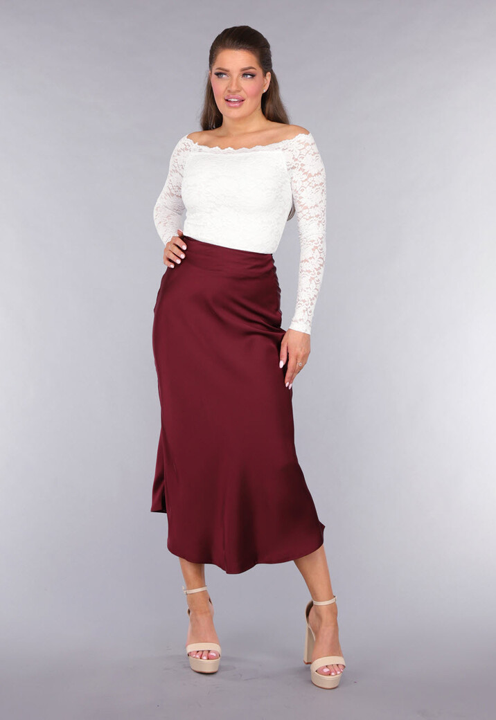 Longsleeve Off-Shoulder Lace Top in Wit