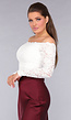 Longsleeve Off-Shoulder Lace Top in Wit