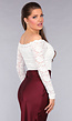 Longsleeve Off-Shoulder Lace Top in Wit