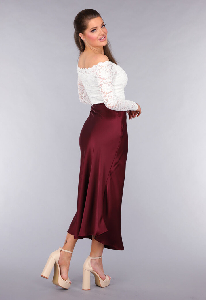 Longsleeve Off-Shoulder Lace Top in Wit