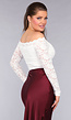 Longsleeve Off-Shoulder Lace Top in Wit