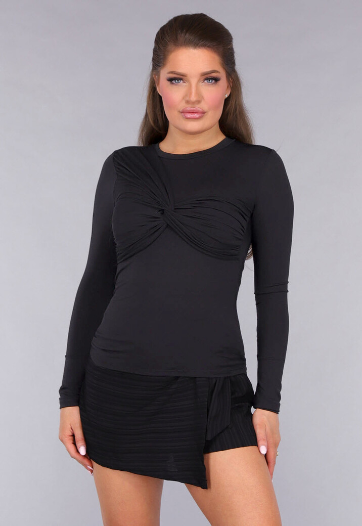 Zwarte Longsleeve Twist Stretch Top