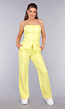 Gele Matching Set met Strapless Top en Pantalon