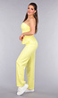 Gele Matching Set met Strapless Top en Pantalon