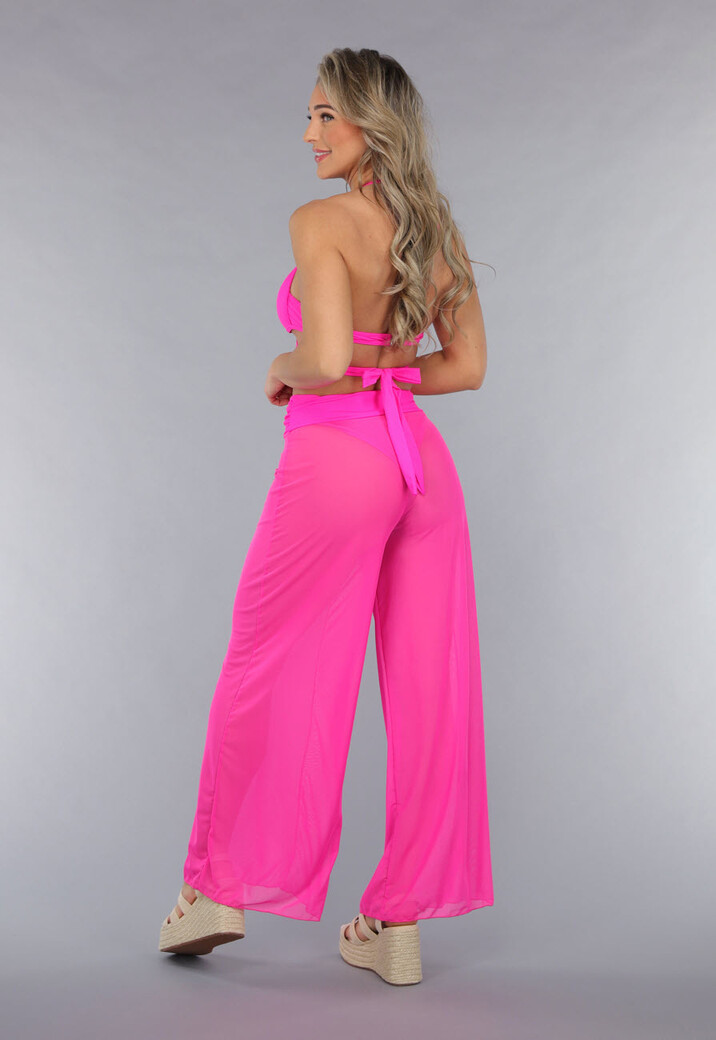 Neon Roze Wide Leg Cover-Up Broek