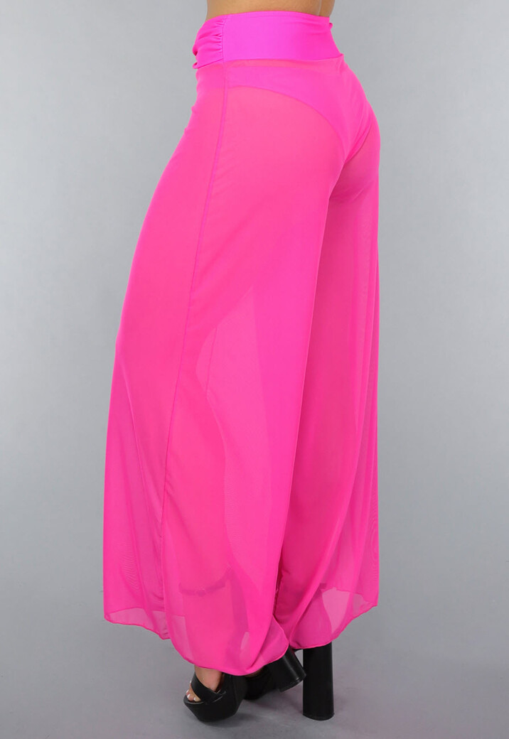 Neon Roze Wide Leg Cover-Up Broek