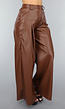 Bruine Lederlook Wide Leg Tall Broek