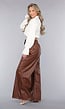 Bruine Lederlook Wide Leg Tall Broek