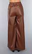 Bruine Lederlook Wide Leg Tall Broek