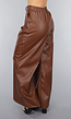 Bruine Lederlook Wide Leg Tall Broek