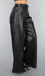 Tall Lederlook Wide Leg Pantalon in Zwart