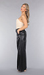 Tall Lederlook Wide Leg Pantalon in Zwart
